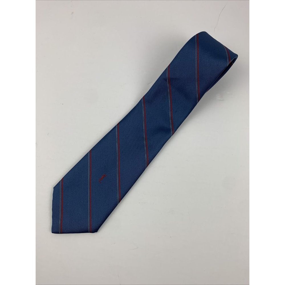 VTG Yves Saint Laurent Neckwear Men's Silk Blue Striped Logo 59" Tie